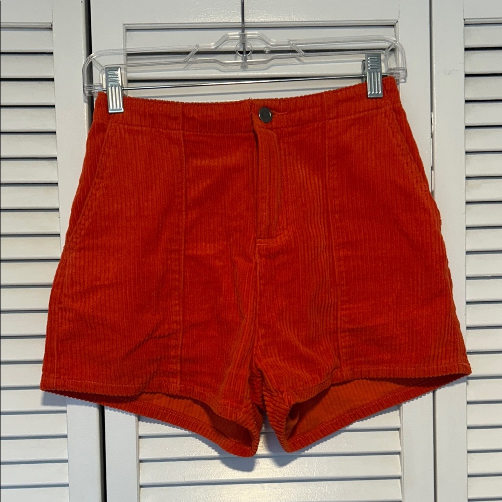 RVCA High Waist Orange Corduroy Shorts